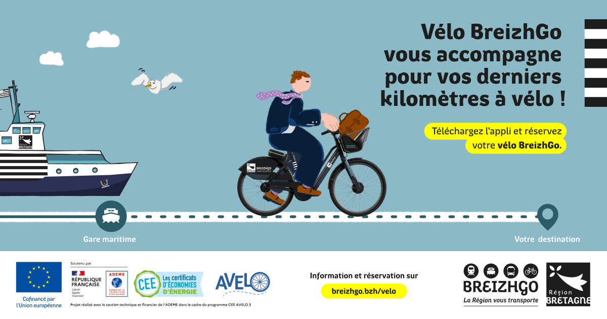 Vélos électriques BreizhGo disponibles en gare maritime de Lorient